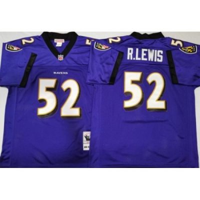 Men Baltimore Ravens 52 Ray Lewis Purple M&N Throwback Jersey