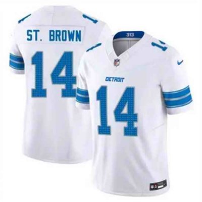 Youth Detroit Lions 14 Amon Ra St Brown White 2024 F U S E Vapor Limited Stitched Jersey