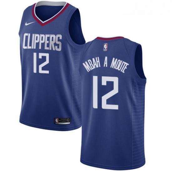 Womens Nike Los Angeles Clippers 12 Luc Mbah a Moute Swingman Blue NBA Jersey Icon Edition