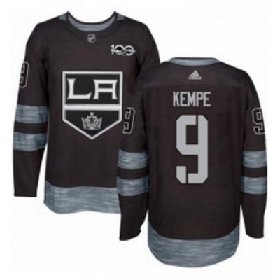 Mens Adidas Los Angeles Kings 9 Adrian Kempe Authentic Black 1917 2017 100th Anniversary NHL Jersey