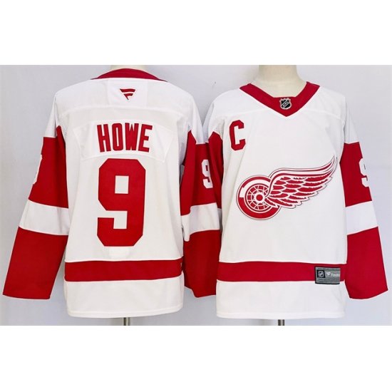 Men Detroit Red Wings 9 Gordie Howe White 2024 25 Stitched Jersey