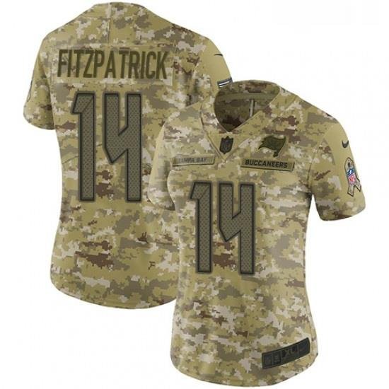 Womens Nike Tampa Bay Buccaneers 14 Ryan Fitzpatrick Limited Camo 2018 Salute to Service NFL Jersey