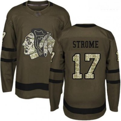 Blackhawks #17 Dylan Strome Green Salute to Service Stitched Hockey Jersey