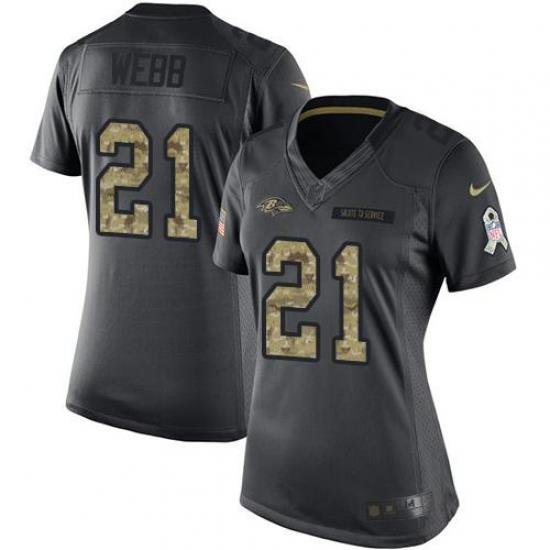 Nike Ravens #21 Lardarius Webb Black Womens Stitched NFL Limited 2016 Salute to Service Jersey