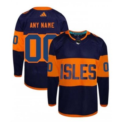 Men Women youth New York Islanders Custom Navy 2024 Stadium Series Stitched Jersey