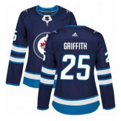 Womens Adidas Winnipeg Jets 25 Seth Griffith Authentic Navy Blue Home NHL Jersey