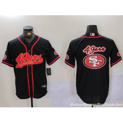 Men San Francisco 49ers Team Big Logo Black With Patch Cool Base Stitched Baseball Jersey