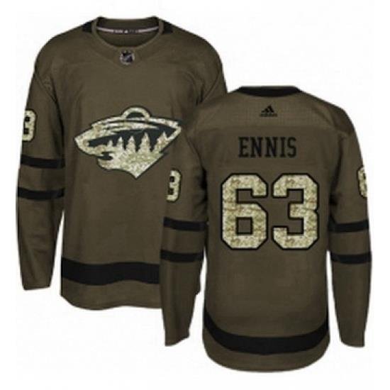 Mens Adidas Minnesota Wild 63 Tyler Ennis Premier Green Salute to Service NHL Jersey