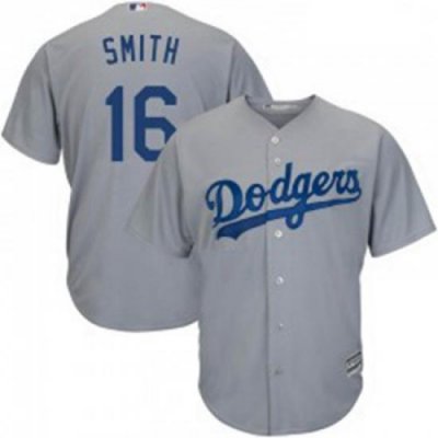 Will Smith Mens Los Angeles Dodgers Gray Replica Cool Base Road Jersey Majestic