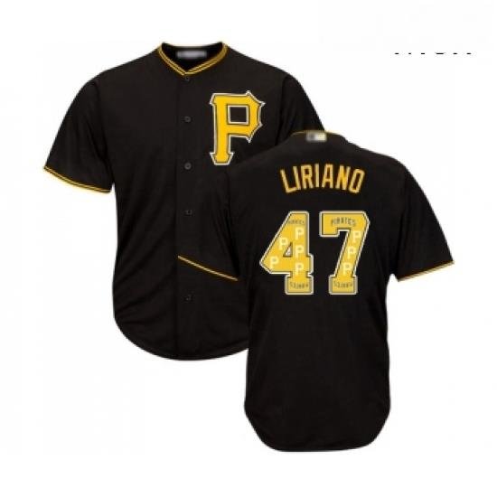 Mens Pittsburgh Pirates 47 Francisco Liriano Authentic Black Team Logo Fashion Cool Base Baseball Jersey