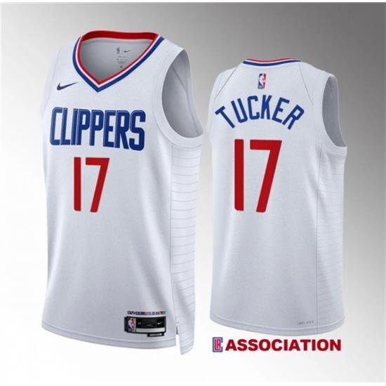 Men Los Angeles Clippers 17 P J  Tucker White Association Edition Stitched Jersey