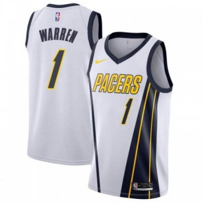 Men Nike Indiana Pacers 1 TJ Warren White NBA Swingman Earned Edition Jersey