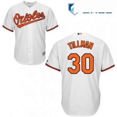 Mens Majestic Baltimore Orioles 30 Chris Tillman Replica White Home Cool Base MLB Jersey