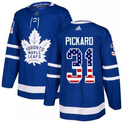 Youth Adidas Toronto Maple Leafs 31 Calvin Pickard Authentic Royal Blue USA Flag Fashion NHL Jersey