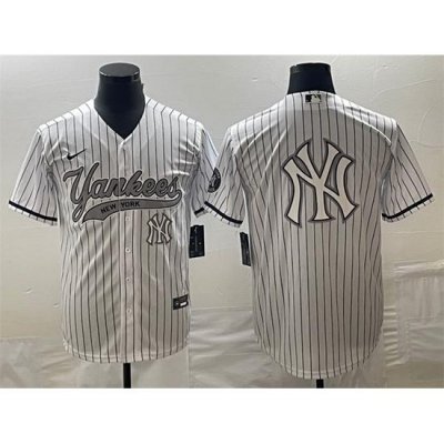 Men NeW York Yankees White Team Big Logo Cool Base With Patch Stitched Baseball Jersey