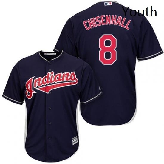 Youth Majestic Cleveland Indians 8 Lonnie Chisenhall Authentic Navy Blue Alternate 1 Cool Base MLB Jersey