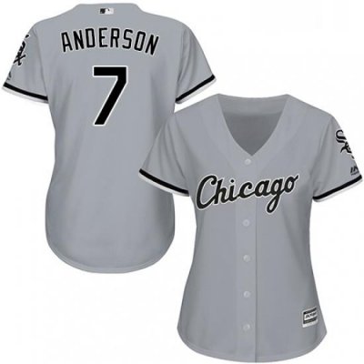 Womens Majestic Chicago White Sox 7 Tim Anderson Replica Grey Road Cool Base MLB Jersey