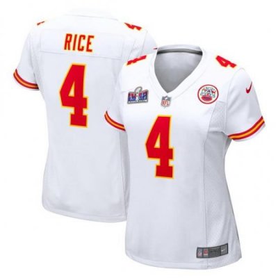 Women Kansas City Chiefs 4 Rashee Rice White 2023 F U S E  Vapor Untouchable Limited Stitched 2024 Super Bowl LVIII Jersey