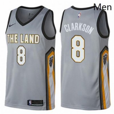 Mens Nike Cleveland Cavaliers 8 Jordan Clarkson Swingman Gray NBA Jersey City Edition