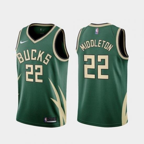 Men Milwaukee Bucks Khris Middleton 2021 Earned Green Jersey