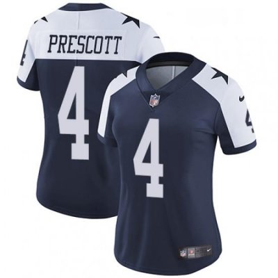 Womens Nike Dallas Cowboys 4 Dak Prescott Navy Blue Throwback Alternate Vapor Untouchable Limited Player NFL Jersey