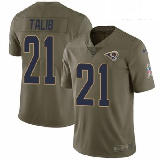 Men Nike Los Angeles Rams 21 Aqib Talib Limited Olive 2017 Salute to Service NFL Jersey