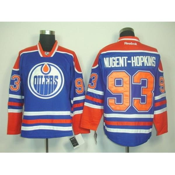 Edmonton Oilers #93 Ryan Nugent-Hopkins Blue [Orange Number]