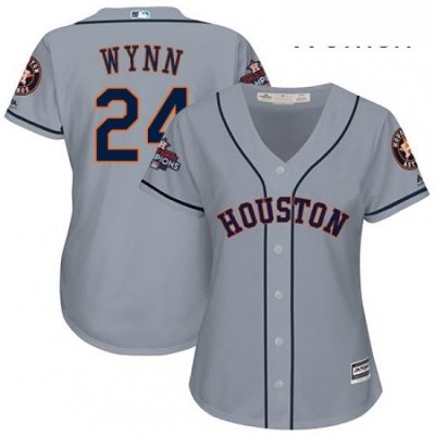 Womens Majestic Houston Astros 24 Jimmy Wynn Authentic Grey Road 2017 World Series Champions Cool Base MLB Jersey