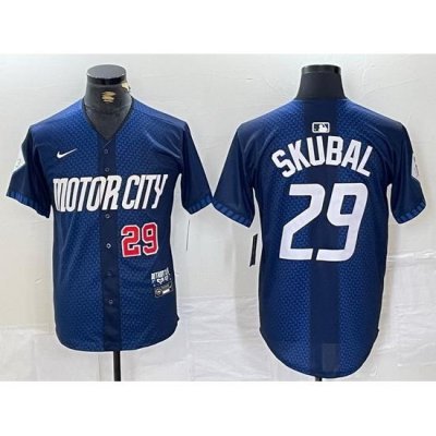 Men Detroit Tigers 29 Tarik Skubal 2024 Navy City Connect Cool Base Stitched Limited jerseys