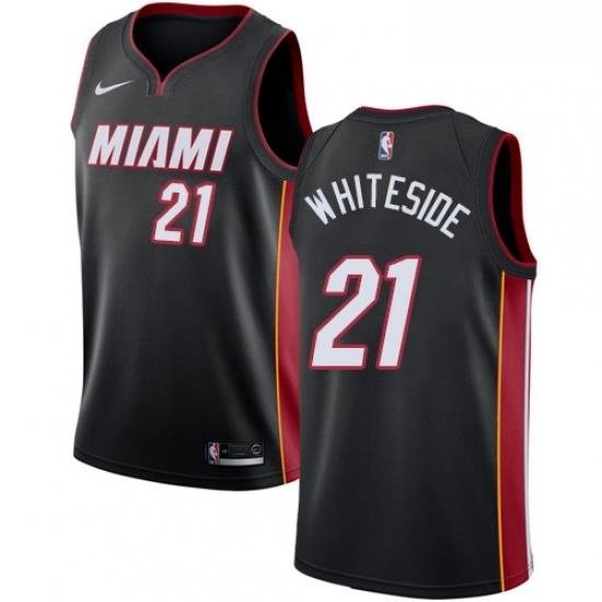 Womens Nike Miami Heat 21 Hassan Whiteside Swingman Black Road NBA Jersey Icon Edition