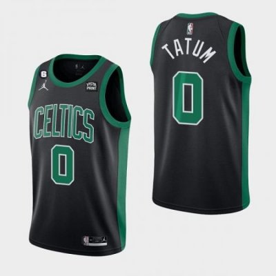 Men Boston Celtics 0 Jayson Tatum Black No 6 Patch Stitched Basketball Jersey