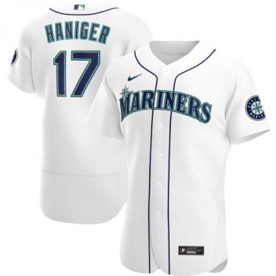 Men Seattle Mariners 17 Mitch Haniger Men Nike White Home 2020 Flex Base Player MLB Jersey