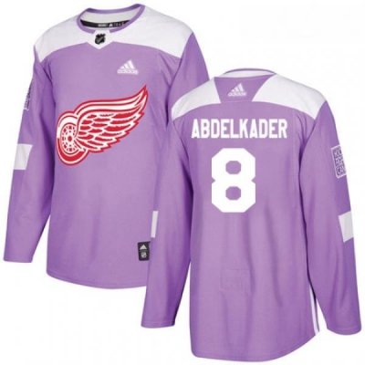 Youth Adidas Detroit Red Wings 8 Justin Abdelkader Authentic Purple Fights Cancer Practice NHL Jersey