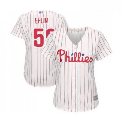 Womens Philadelphia Phillies 56 Zach Eflin Replica White Red Strip Home Cool Base Baseball Jersey