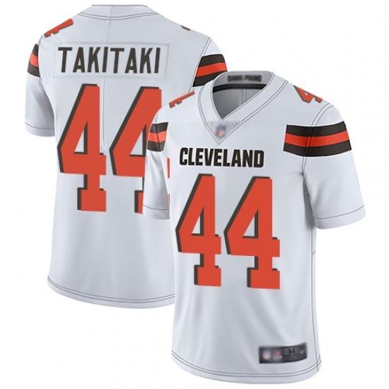 Browns 44 Sione Takitaki White Men Stitched Football Vapor Untouchable Limited Jersey