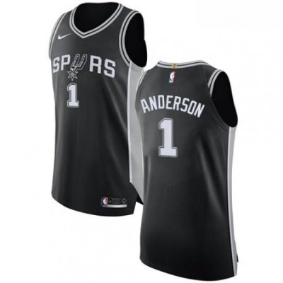 Mens Nike San Antonio Spurs 1 Kyle Anderson Authentic Black Road NBA Jersey Icon Edition