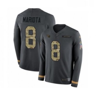 Youth Nike Tennessee Titans 8 Marcus Mariota Limited Black Salute to Service Therma Long Sleeve NFL Jersey