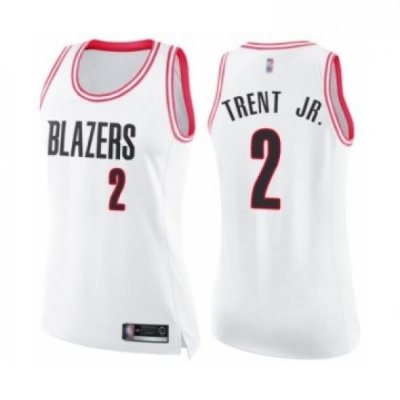 Womens Portland Trail Blazers 2 Gary Trent Jr Swingman White Pink Fashion Basketball Jersey