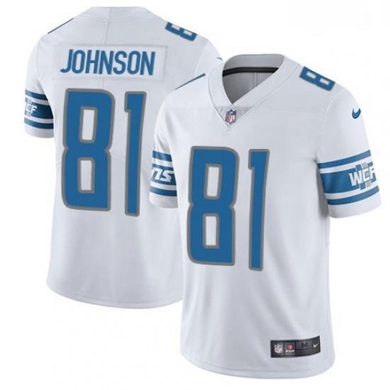 Men Nike Detroit Lions 81 Calvin Johnson Elite White NFL Jersey