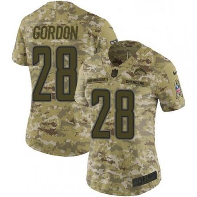 Womens Nike Los Angeles Chargers 28 Melvin Gordon Limited Camo 2018 Salute to Service NFL Jersey