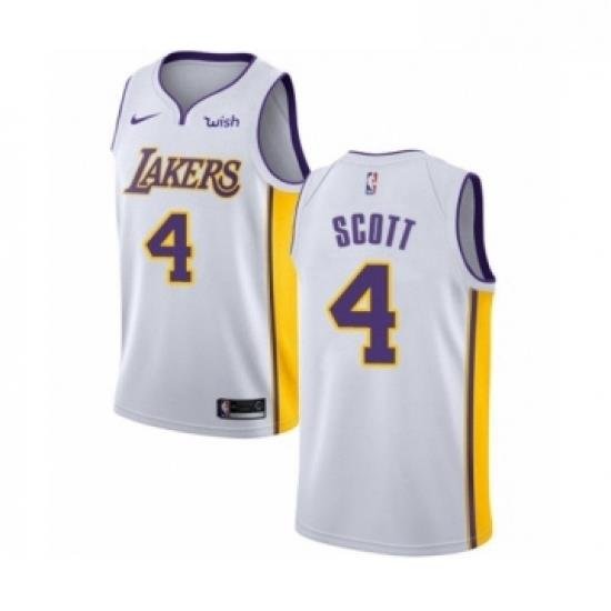 Youth Los Angeles Lakers 4 Byron Scott Swingman White Basketball Jersey Association Edition