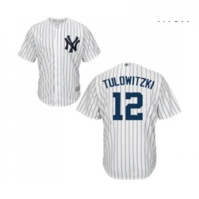 Mens New York Yankees 12 Troy Tulowitzki Replica White Home Baseball Jersey