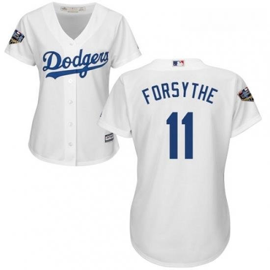 Womens Majestic Los Angeles Dodgers 11 Logan Forsythe Authentic White Home Cool Base 2018 World Series MLB Jersey