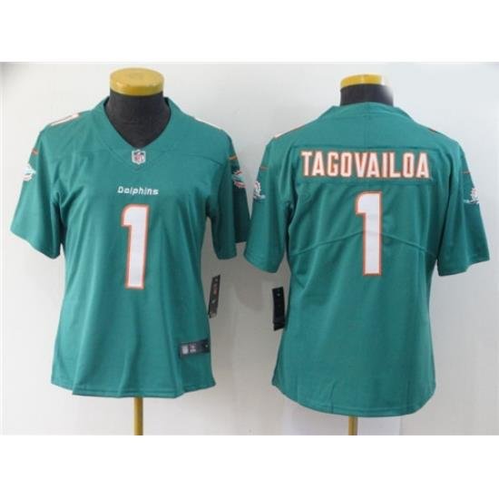 Women Nike Dolphins 1 Tua Tagovailoa Aqua Women 2020 NFL Draft First Round Pick Vapor Untouchable Limited Jersey