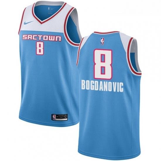 Womens Nike Sacramento Kings 8 Bogdan Bogdanovic Swingman Blue NBA Jersey 2018 19 City Edition