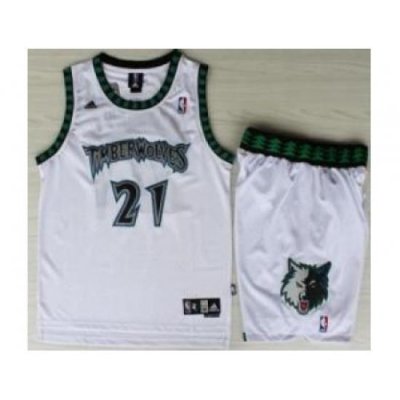 Minnesota Timberwolves 21 Kevin Garnett White Hardwood Classics Revolution 30 NBA Jersey Short Suits