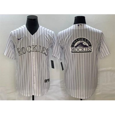 Men Colorado Rockies White Team Big Logo Stitched Baseball Jersey