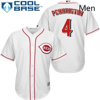 Mens Majestic Cincinnati Reds 4 Cliff Pennington Replica White Home Cool Base MLB Jersey