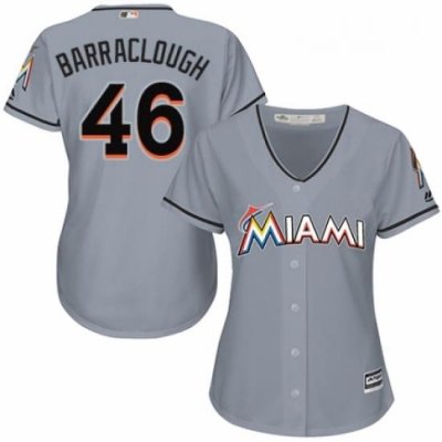 Womens Majestic Miami Marlins 46 Kyle Barraclough Replica Grey Road Cool Base MLB Jersey