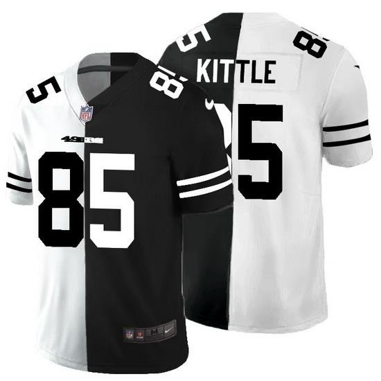 San Francisco 49ers 85 George Kittle Men Black V White Peace Split Nike Vapor Untouchable Limited NFL Jersey